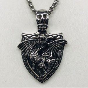 medallion Emblem Stainless Steel crusaders shield necklace